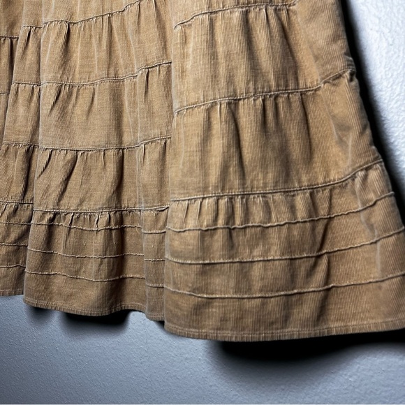 y2k Mossimo Women Corduroy Skirt Small Tan Western Boho Fairy Academia Tiered - Picture 4 of 7